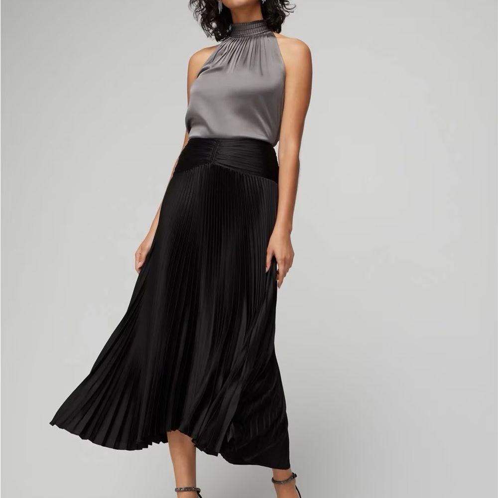 White House Black Market Black Asymmetrical Midi Skirt